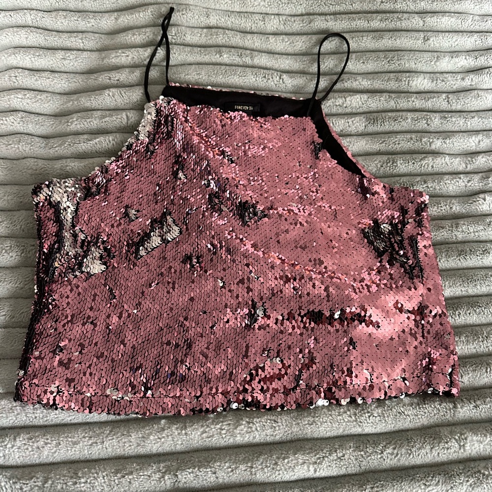 Small 2 way sequined crop top